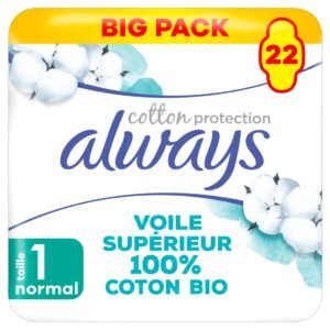 Always Ultra Binden Damen Gr. 1, Normal (22 Damenbinden mit Flügeln) Big Pack, Organic Cotton Protection, sicherer Schutz und Oberfläche 100% Bio-Baumwolle