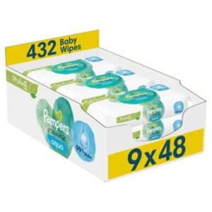 Pampers Harmonie Aqua Feuchttücher 6 Packungen mit jeweils 48 Feuchttüchern, 288 Feuchttücher, die helfen, den natürlichen pH-Wert der Haut wiederherzustellen, leichte Lotion mit 99 Prozent Wasser