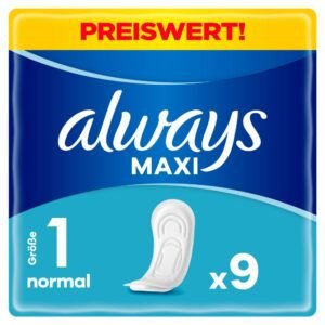 Always Maxi Binden Damen Gr. 1, Normal (9 Damenbinden) weich und super saugfähig, geruchsneutralisierend und Auslaufschutz
