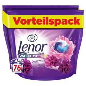 Lenor Waschmittel PODS All-in-1, 76 Waschladungen, Amethyst Blütentraum, Langanhaltende Frische und Tiefenreinigung selbst bei niedrigen Temperaturen