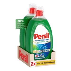 Persil Ultra Konzentrat Universal Gel Waschmittel 130 Waschladungen (2 x 65), hochkonzentriertes Flüssigwaschmittel mit Tiefenrein-Plus Technologie gegen hartnäckigste Flecken