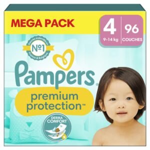 Pampers Premium Protection Größe 4, Windeln x 96, 9 kg – 14 kg, unsere Nr. 1 für Komfort und Schutz empfindlicher Haut