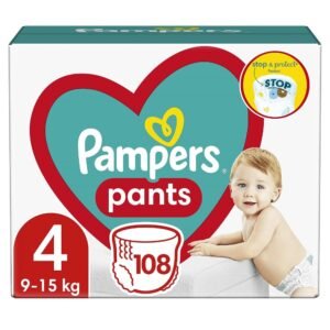 Pampers Pants Windel Große 4 (9-15kg), 108 Stück, Windeln mit Stop- & Protect Anti Auslauffunktion hinten