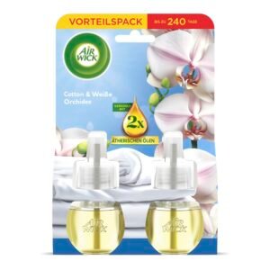 Air Wick Duftstecker Nachfüller Duo - Duft: Cotton und Weiße Orchidee - Frischer Raumduft für die Steckdose - 2x 19ml Duftölflakon-Nachfüller