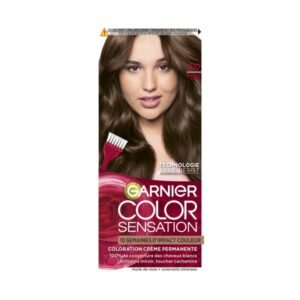 Garnier Color Sensation Coloration, Hellbraun 5.0, permanente Creme-Coloration, für alle Haartypen, Farbe bis zu 10 Wochen & deckt weißes Haar 100% ab