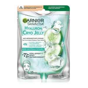 GARNIER Skin Active - Gesichtsmaske aus Gelgewebe Hyaluron Cryo Jelly - gegen Müdigkeit & erfrischende Wirkung - Glycerin, Menthol & Hyaluronsäure - Vegan & Cruelty Free - Müde Haut - 1 Stück