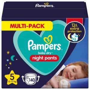 Pampers Night Windeln Pants Größe 5 (12kg-17kg) Baby-Dry, 140 Höschenwindeln, Alte Version