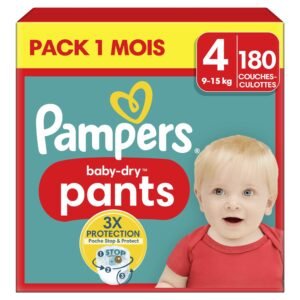 Pampers Baby-Dry Pants Große 4, 180 Windeln, 9kg-15kg, 360 Grad Celsius Passform hilft, Auslaufen zu verhindern