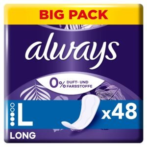 Always Daily Protect Slipeinlagen Damen, Long (48 Binden) Big Pack, ohne Duft und Farbstoffe, atmungsaktiv, flexibel
