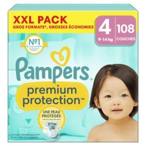 Pampers Premium Schutz, Große 4, 108 Windeln, 9-14 kg, doppelter Schutz für Haut und gegen Auslaufen