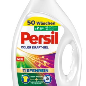 Persil Color Kraft-Gel (50 Waschladungen), Flüssigwaschmittel mit Tiefenrein Technologie, Colorwaschmittel für reine Wäsche und hygienische Frische für die Maschine, wirksam ab 20 °C