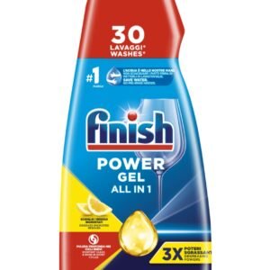 Finish Powergel Flüssigwaschgel für die Spülmaschine, multifunktional, entfettende Wirkung, Zitrone, Packung mit 30 Waschgängen - 600 ml
