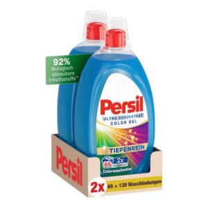 Persil Ultra Konzentrat Color Waschmittel (2 x 65 Waschladungen), hochkonzentriertes Flüssigwaschmittel mit Tiefenrein-Plus Technologie gegen hartnäckigste Flecken