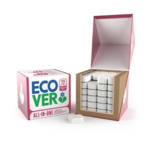 Ecover All in One Spülmaschinentabs enthält Spülmaschinensalz & Klarspüler | Kraftreinigung | Mandarine & Zitronengras Duft | 1er Pack | 72 Tabletten