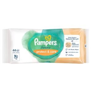 Pampers Harmonie Protect & Care Baby-Feuchttücher 1 Packungen 44 Tücher = 44 Babyfeuchttücher, Helfen Sie dabei, natürliche Hautph, und ein bisschen Ringelblume