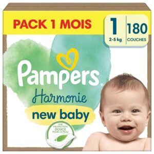 Pampers Harmonie Windeln Größe 1, 180 Windeln, 2kg-5kg, sanfter Hautschutz mit 100 Prozent Pampers Schutz