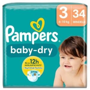 Pampers Baby-Dry Größe 3, 34 Windeln, 6kg-10kg (34 Stk)