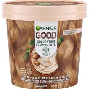 Garnier - Permanente Haarfarbe - ohne Ammoniak - 90% Inhaltsstoffe aus natürlichen Ursprungs und vegane Formel - Sheabutter - 100% Abdeckung für weißes Haar - Dunkelblond Mandel (7,0) - Good