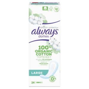 Always Cotton Protection Large 24 Slipeinlagen, Oberfläche aus 100 Prozent Bio-Baumwolle