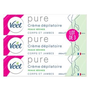 Veet Minima Pure Enthaarungscreme für trockene Haut, 3 Tuben mit je 200 ml