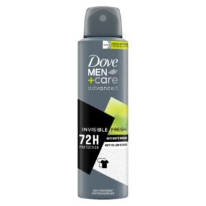 Dove Dove Men + Care Invisible Fresh Spray Advanced Care Deodorant für Herren, mit 1/4 Feuchtigkeitscreme, feuchtigkeitsspendende Formel und Fleckschutz, Schutz bis zu 72 Stunden, 150 ml