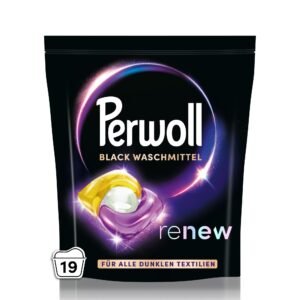 Perwoll Renew Caps Black Waschmittel (19 Wäschen), All-in-1 Waschmittel Caps reinigen sanft und erneuern Farben & Fasern, für alle dunklen Textilien, mit Dreifach-Renew-Technologie