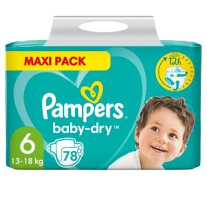 Pampers Baby Windeln Größe 6 (13-18kg) Baby-Dry, Extra Large, 78 Stück, MAXI PACK, bis zu 12 Stunden Rundum-Auslaufschutz