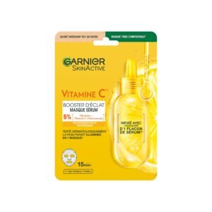 GARNIER Skin Active Gesichtsmaske aus Stoff, super feuchtigkeitsspendend und helligkeitsverstärkend, Vitamin C & Hyaluronsäure, vegan & tierversuchsfrei, matte Haut bei schwacher Helligkeit - x1