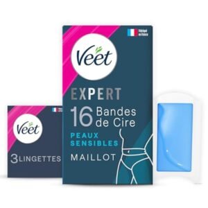 Veet Expert  16 Kaltwachsstreifen  für empfindliche Haut  perfekte Verarbeitung  langanhaltende Haarentfernung