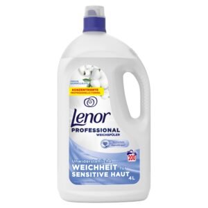 Lenor Professional Weichspüler, 200 Waschladungen, 4 l, Frische Baumwollblüte, Unwiderstehliche Weichheit für sensitive Haut, für den professionellen Gebrauch