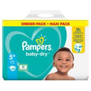 Pampers Baby-Dry Große 5+, 88 Windeln, bis zu 12 Stunden Rundumschutz, 12-17kg