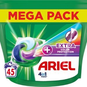Ariel 4in1 PODS Waschmittel-Pods + zusätzlicher Farbschutz und Faserschutz - 45 Wäschen
