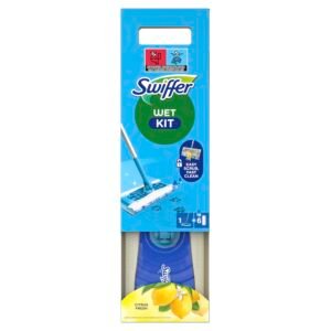 Swiffer Bodenwischer Wet Mop Starter-Set Zur Reinigung Von Böden Mit Schrubbwirkung, Enthält: 1 Bodenwischer, 6 Feuchte Bodentücher