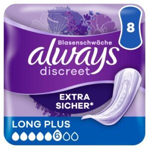 Always Discreet Inkontinenzeinlagen Für Frauen Long Plus 8 Stück Extra Sicher & Diskret