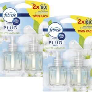 Febreze Nachfüllpack für Duftdiffusor, Duftvernichter, weißer Jasmin, 20 ml, 4 Stück