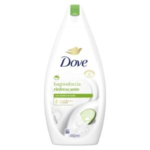 Dove Erfrischendes Duschgel, dermo-natürliche Feuchtigkeitspflege, Gurke und grüner Tee, 1/4 Feuchtigkeitscreme, dermatologisch getestet, Duschbad für Damen und Herren, 100% recycelte Flasche* 450 ml