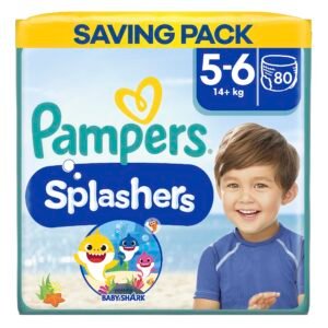 Pampers (Alte Version), Splashers Einweg-Schwimmhose - Größe 5/6 (14kg +) - Fall von 8 Packungen zu 10