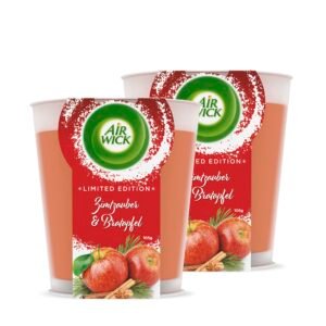 Air Wick Wohlfühl-Duftkerze im Glas - Duft: Zimtzauber und Bratapfel - Je bis zu 20 Stunden Brenndauer - Enthält natürliche ätherische Öle - 2 x 105 g Duftkerze
