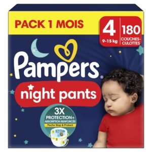 Pampers Night Pants Große 4, 180 Windeln, 9-15kg, Pampers Night Pants Bieten Zusätzlichen Schutz Für Die Ganze Nacht