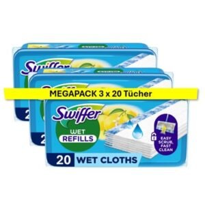 Swiffer Bodenwischer Feuchte Bodentücher mit Citrusfrische Duft 60-er Pack, für Eine Schnelle und Einfache Reinigung