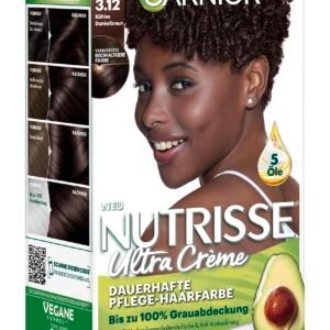 Garnier Nutrisse Crème Cool Browns, dauerhafte Pflege-Haarfarbe, 100% Grauabdeckung, 8 Wochen satte Farbe, 3.12 Kühles Dunkelbraun