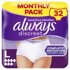 Always Discreet Inkontinenz-Höschen Plus Für Frauen, L, 32 Höschen, Verhindert Auslaufen Und Gerüche, Angenehm Und Kaum Spürbar