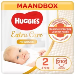 Huggies Newborn Baby Windeln Große 2, 3 bis 6 kg, Für Neugeborene, Mit Nässeindikator, 210 Windeln, Monatsbox, Monatspack, Großpackung