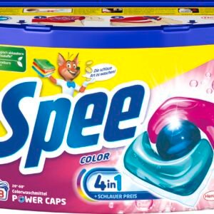 Spee Power Caps Color (18 Waschladungen), Colorwaschmittel für Buntwäsche & Dunkles, vordosiertes Waschmittel vereint Reinheit, Strahlkraft, Frische & Nachhaltigkeit