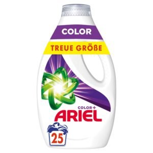Ariel Flüssigwaschmittel Waschmittel, 25 Waschladungen Color+, Kraftvolle Fleckenentfernung Schon Ab Der 1. Wäsche