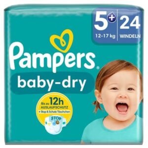 Pampers Baby-Dry Große 5+, 24 Windeln, 12kg-17kg (24 Stk)