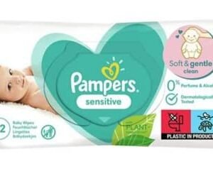 Pampers Sensitive Feuchttücher 5 Packungen mit 52 Stück - 260 Feuchttücher, ohne Duft, für eine sanfte und weiche Reinigung