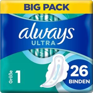 Always Ultra Binden Damen Normal, Damenbinden mit Flügeln, Big Pack, 26 Stück, Größe 1 (26 Stück)