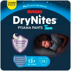 Huggies DryNites Nachtwindeln für Kinder, 13+ (48-60 kg), klinisch getestet, mit 5 Schichten für maximalen Nachtschutz, 11 saugfähige Unterhosen