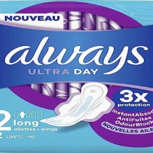 Always Ultra Damenbinden, Größe 2, lang, 12 Handtücher mit Flügeln, mittelstarker Tagesfluss, maximaler Komfort, super saugfähig und ultradünn